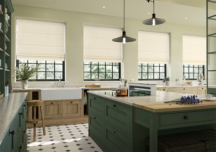 Florence Faux Suede, Fresh Cream - Twist&Fit Roman Blind - Image 6